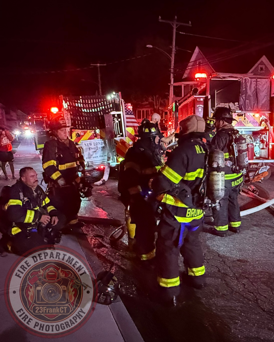 NEW LONDON, Conn. (July 15, 2026) — 23FrankCT was on scene as the New London Fire Department responded to a reported structure fire on Colman Street at approximately 10:27 p.m. Arriving crews encountered heavy fire conditions and quickly initiated an aggressive fire attack.
Due to the volume of fire, a second alarm was transmitted, bringing additional personnel to the scene, including off-duty New London firefighters and several mutual aid departments.
Firefighters successfully contained the fire to the primary structure, preventing the flames from extending to neighboring buildings despite significant damage to the home.
Two occupants were transported to a local hospital with minor injuries. Four residents were displaced as a result of the fire.
No firefighters were injured during suppression operations.
The cause of the fire remains under investigation by the New London Fire Investigation Team. NEW LONDON, Conn. (July 15, 2026) — 23FrankCT was on scene as the New London Fire Department responded to a reported structure fire on Colman Street at approximately 10:27 p.m. Arriving crews encountered heavy fire conditions and quickly initiated an aggressive fire attack.
Due to the volume of fire, a second alarm was transmitted, bringing additional personnel to the scene, including off-duty New London firefighters and several mutual aid departments.
Firefighters successfully contained the fire to the primary structure, preventing the flames from extending to neighboring buildings despite significant damage to the home.
Two occupants were transported to a local hospital with minor injuries. Four residents were displaced as a result of the fire.
No firefighters were injured during suppression operations.
The cause of the fire remains under investigation by the New London Fire Investigation Team.