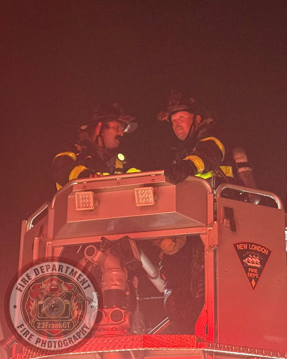 NEW LONDON, Conn. (July 15, 2026) — 23FrankCT was on scene as the New London Fire Department responded to a reported structure fire on Colman Street at approximately 10:27 p.m. Arriving crews encountered heavy fire conditions and quickly initiated an aggressive fire attack.
Due to the volume of fire, a second alarm was transmitted, bringing additional personnel to the scene, including off-duty New London firefighters and several mutual aid departments.
Firefighters successfully contained the fire to the primary structure, preventing the flames from extending to neighboring buildings despite significant damage to the home.
Two occupants were transported to a local hospital with minor injuries. Four residents were displaced as a result of the fire.
No firefighters were injured during suppression operations.
The cause of the fire remains under investigation by the New London Fire Investigation Team. NEW LONDON, Conn. (July 15, 2026) — 23FrankCT was on scene as the New London Fire Department responded to a reported structure fire on Colman Street at approximately 10:27 p.m. Arriving crews encountered heavy fire conditions and quickly initiated an aggressive fire attack.
Due to the volume of fire, a second alarm was transmitted, bringing additional personnel to the scene, including off-duty New London firefighters and several mutual aid departments.
Firefighters successfully contained the fire to the primary structure, preventing the flames from extending to neighboring buildings despite significant damage to the home.
Two occupants were transported to a local hospital with minor injuries. Four residents were displaced as a result of the fire.
No firefighters were injured during suppression operations.
The cause of the fire remains under investigation by the New London Fire Investigation Team.